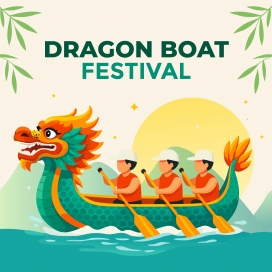 端午节赛龙舟 - 扁平化节日主题矢量插画素材