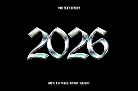 2026 炫彩金属 3D 字体 可编辑智能对象 PSD 文字特效