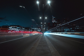 城市夜景光轨长曝光 都市车流光影摄影素材