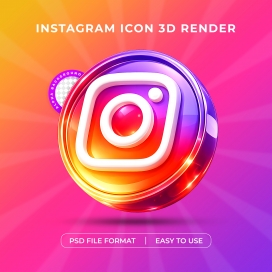 Instagram 3D 立体图标 渐变炫彩社交平台素材