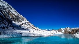 雪山冰湖自然风光 高海拔秘境全景摄影