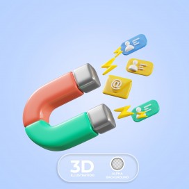 3D 磁吸式社交引流主题插画