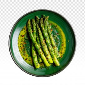 香煎芦笋配香草油醋汁料理
