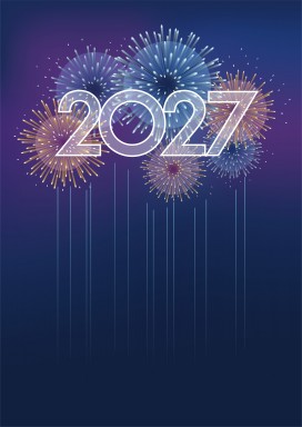 2027 跨年烟花贺岁海报 蓝紫渐变新年节日插画