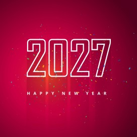 红色喜庆 2027 新年彩色碎纸片节日海报模板