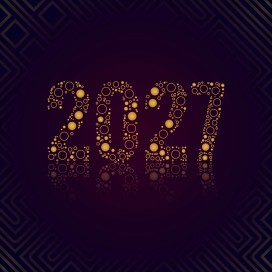 金色圆点构成 2027 新年奢华几何边框矢量背景