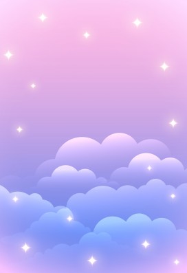 粉紫渐变梦幻云朵星光卡通插画背景