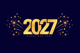 2027 新年黑金星光烟花贺岁海报