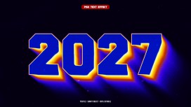 2027 立体发光字效 蓝黄霓虹 3D 数字 PS 设计素材
