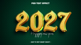 2027 新年金色立体艺术字 PS 素材