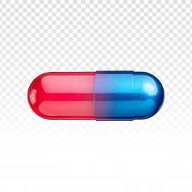红蓝透明胶囊 3D 免抠医疗素材