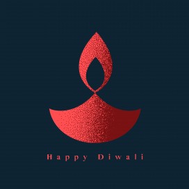 排灯节 Diwali 简约油灯矢量插画 深色背景节日海报