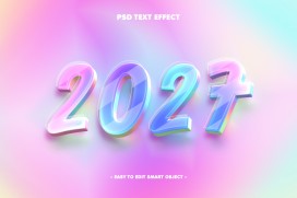 2027 全息渐变 3D 立体字新年素材