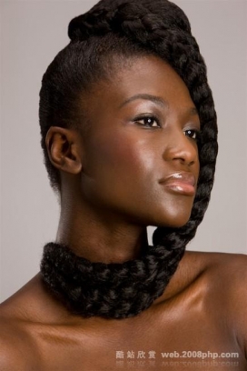 非洲黑人女性模特脸部微笑摄影写真