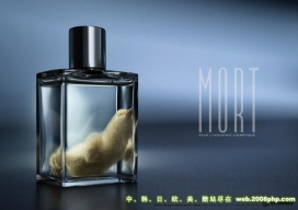 09欧美动物协会香水瓶子平面广告设计